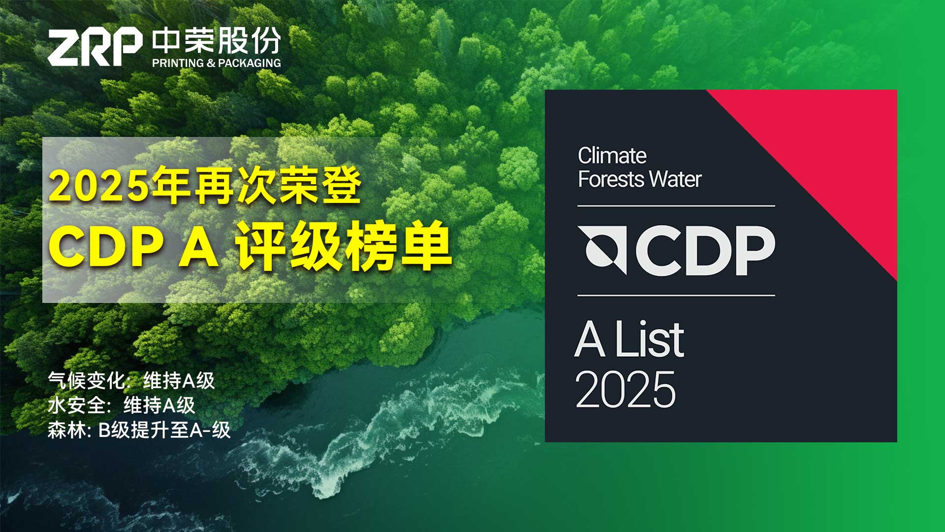 蝉联庆幸！918搏天堂股份陆续两年荣获CDP“A级”环保评级，，，，，，，，启航2026高质量可持续发展新征程